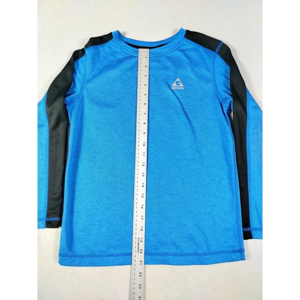 Gerry Shirt Youth M 10/12 Blue Long Sleeve Thermal Crew Neck Activewear